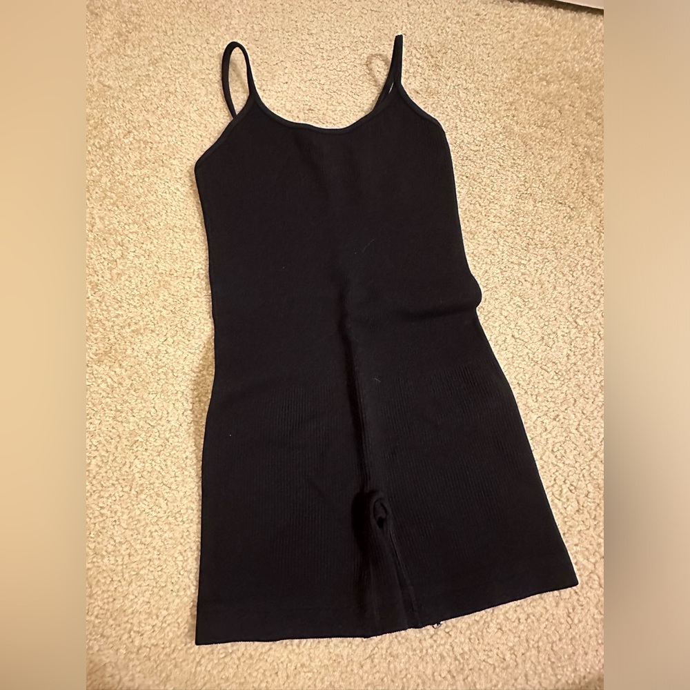 Black Ribbed Romper